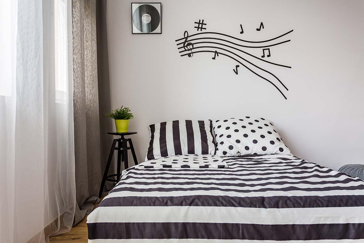 monochrome coloured bedroom