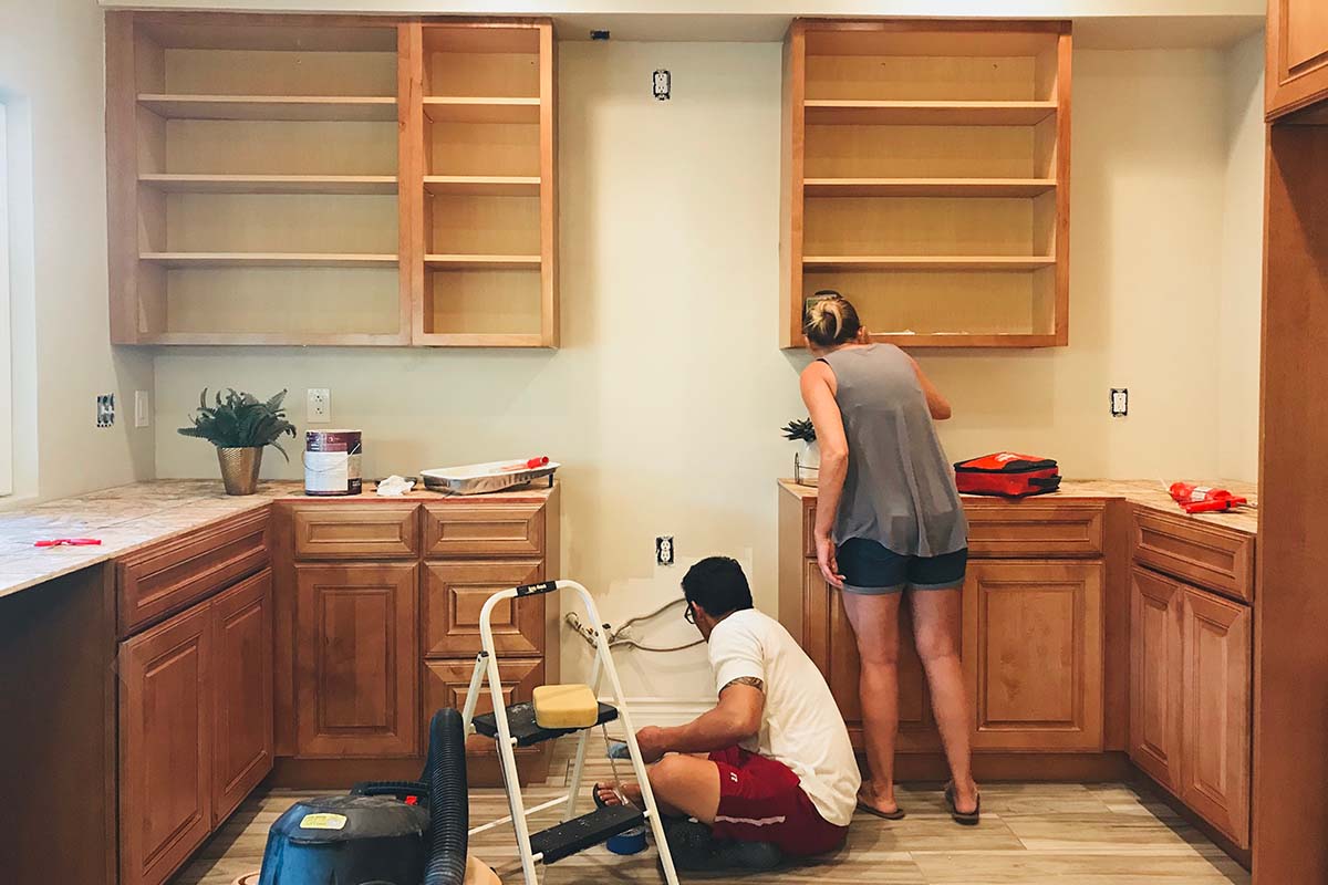 couple renovating their kitchen