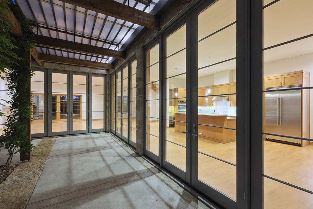 kitchen extension with big glass windows