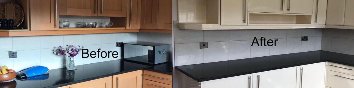 Before & after images of renovated kitchen in Surrey