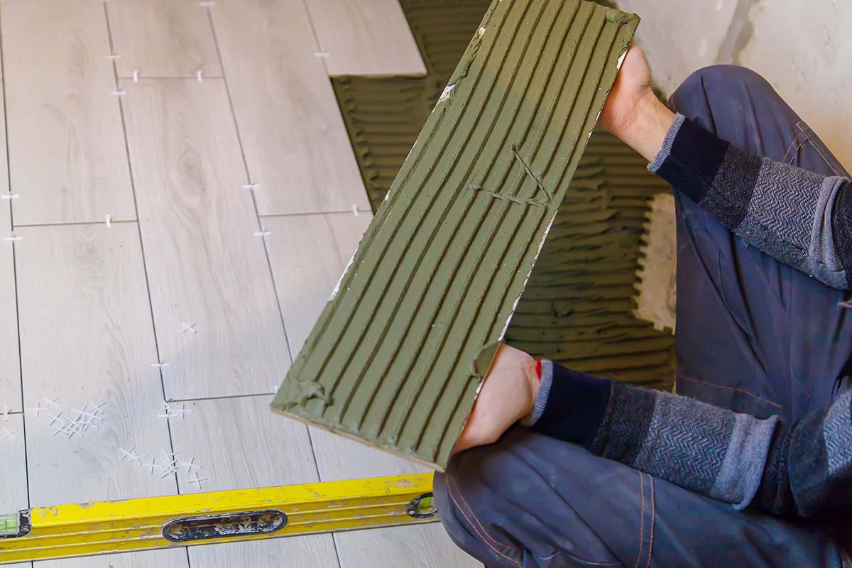 preparing surface for installing tiles on floor