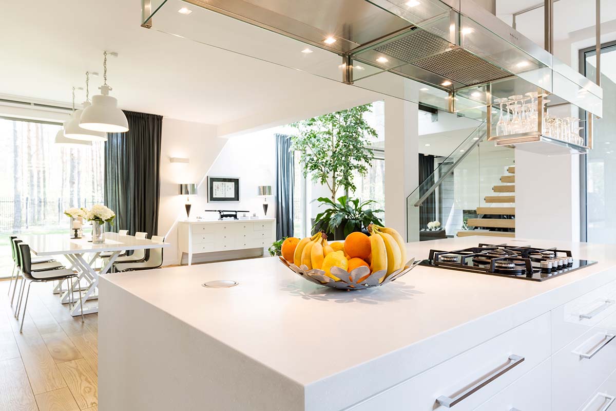 kitchen with beautiful lighting